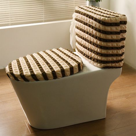 Couvre-Abattant Toilette Divisé - Modèle Réservoir Haut - Tissu Élastique - Universel Saison Toute - 1 Pièce (1/5)