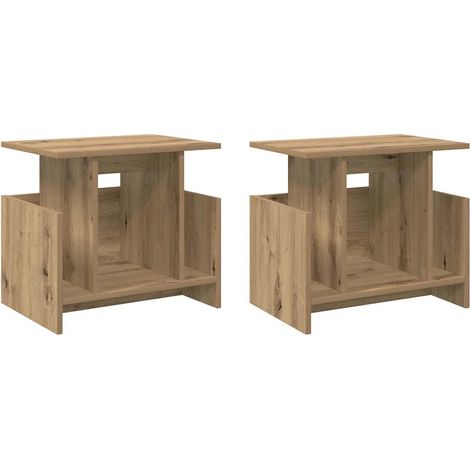 Lot de 2 meubles TV rectangulaires modernes fonctionnels 50 x 35 x 45 cm en bois d'ingénierie chêne artisanal
