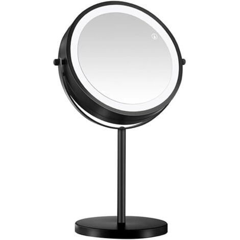 Grande coiffeuse éclairée, coiffeuse rotative éclairée, coiffeuse à luminosité réglable (noir) (1/5)