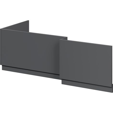 Napoli Gloss Grey 1700mm L Shaped Shower Bath Panel Set - 1700mm -
