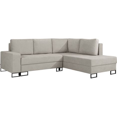 Selsey Larelle – Ecksofa mit Schlaffunktion & Bettkasten, Chenille, Ottomane rechts, Hellbeige