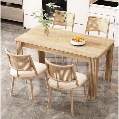 Conjunto 4 sillas comedor de ratán con asiento PU OKMYHOME (1/5)