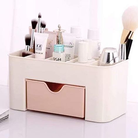 Tiroir de Rangement Bureau Maquillage Cosmétique Supports Boîte économiser de l'espace (Big,Rose) (1/4)