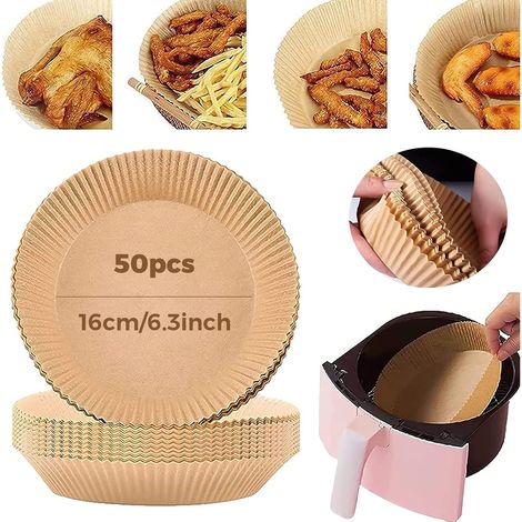 Perforated Baking Paper for Air Fryer, 200 pcs 8.5" Square Baking Paper Airfryer Nonstick Oil Resistant Parchment Paper Bamboo Paper Baking Accessory Paper Microwave Oven Skillet (1/5)
