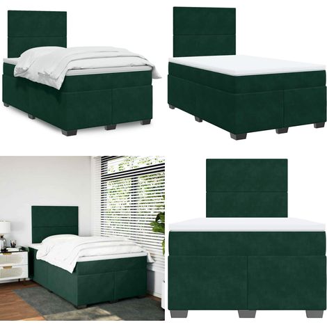 Sommier à lattes de lit avec matelas vert foncé 120x190 cm - Sommier à lattes - Matelas à ressorts ensachés (1/5)
