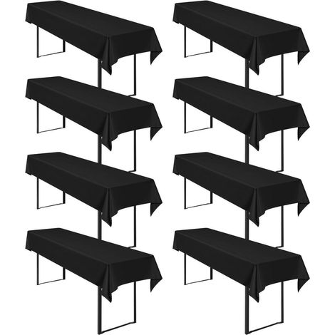8er Set Biertischdecken Schwarz 250x100cm Polyester für Partys & Veranstaltungen