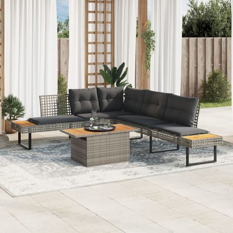 Maison Exclusive - 2-tlg. Garten-Sofagarnitur mit Kissen Grau Pol