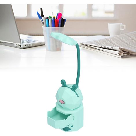Schreibtischlampe mit Cartoon-Motiv, USB-aufladbar, augenschonendes Nachtlicht, ideal zum Lesen im Studentenwohnheim, mit integriertem Stauraum, warmweißes Licht, USB-aufladbar, grün (1/5)
