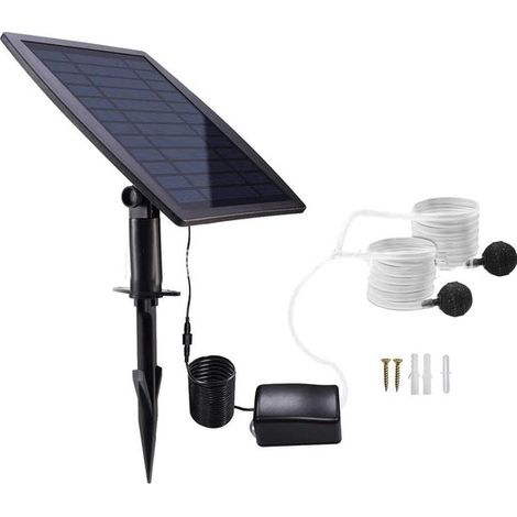 Pompa ad aria solare con aeratore, 3 modalità di funzionamento, per laghetti da giardino, vasche per pesci e ossigenazione dell'acqua, nera (1/5)