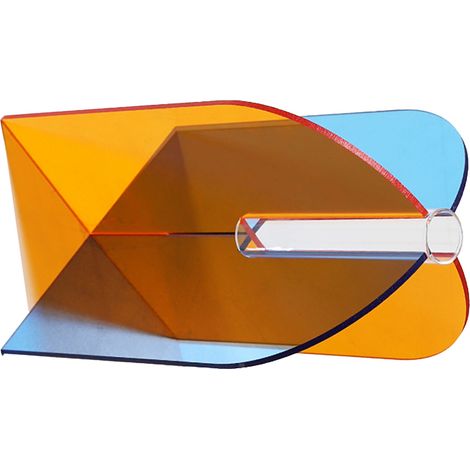 Geometrische Acryl-Blumenvase mit feinen Details, leicht zu reinigen, minimalistische Acrylvase im geometrischen Stil für Wohnzimmer, Tisch oder Tür, Orange-Blau, 20 x 15 x 2 cm (1/5)