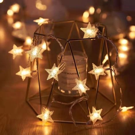 Guirlande lumineuse à boules, ambiance bulle, à piles, décoration, étoiles, blanc chaud, 6 m, 40 ampoules, modèle à piles (1/5)