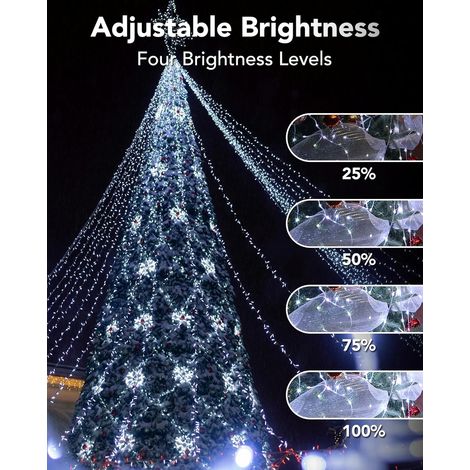 Guirlande Lumineuse 400 LED, Guirlande Lumineuse Extérieure 50m avec 8 Modes  étanche pour Terrasse, Jardin, Arrière-cour, Décoration, Blanc
