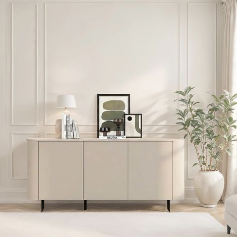 Buffet bas arrondi 3 portes beige cachemire 180cm ISABELA (1/5)