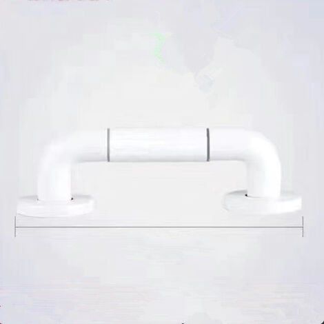 Barra de apoyo para inodoro blanca de 40 cm, con mango antideslizante de acero inoxidable, para ducha con círculos de luz y brida de cubierta. (1/4)