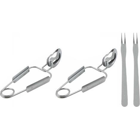 2 Pinces à Escargots + 2 Fourchettes en Acier Inoxydable – Set de Couverts à Escargots Professionnel pour Coquillages, Crustacés (Crabes, Homards) – Idéal Maison, Restaurant, Hôtel (1/5)