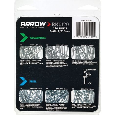 ARROW Rk6120 Multi Rivet Pack (120) (1/2)