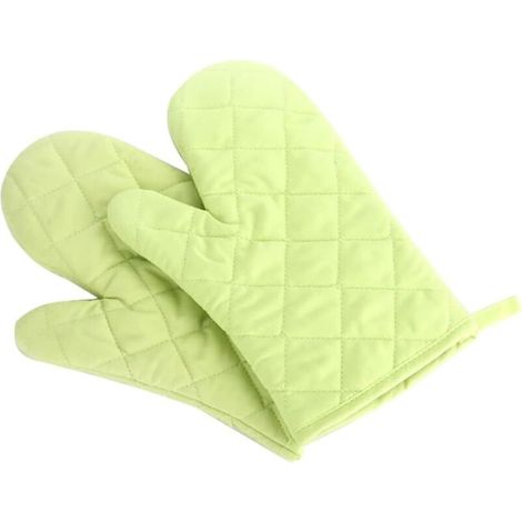 Bardusch-Lot de 2 gants de four épais en coton résistants à la chaleur – pour pâtisserie, cuisine, barbecue – Vert (1/5)