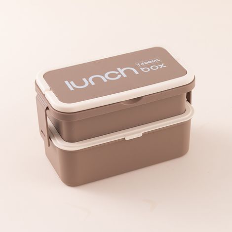 1400 ml Boite Repas Compartiment, Lunch Box Intégrées à 2 Couches, Bento Lunch Box Anti-fuite avec Couverts pour le Travail, L'école, Pique-nique. Gris (1/5)