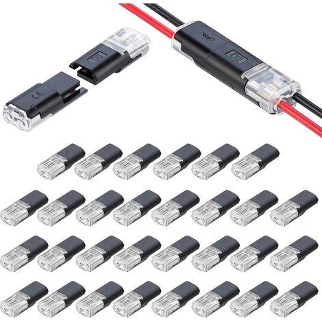 Connecteurs de câbles TuseRxln - Gamme de fils - Connecteur étanche à 2 pôles avec serre-câble intégré - 30 pièces - Pour lignes lumineuses LED et véhicules Noir (1/5)