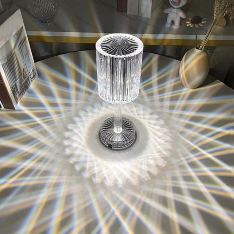 Lampe de Chevet - - Diamant en Cristal - 3 Couleurs - Rechargeable USB (1/4)