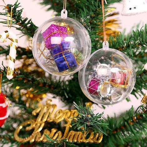 Boules de Noël Transparente 10 cm, Uten 20 Pcs Acrylique Boules à Remplir en Plastique Idéal pour Noël Sapin Pâque Anniversaire Mariage Ornements Décoratifs pour Chambre (1/5)