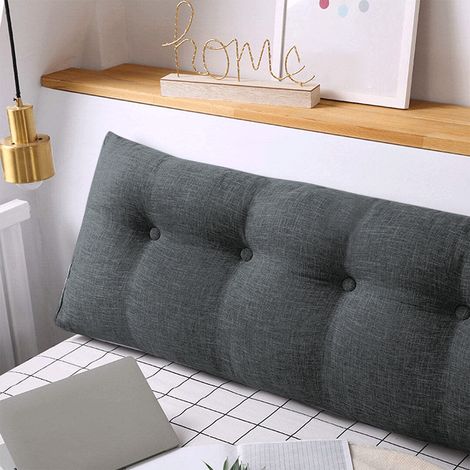Keilförmiges Lesekissen, Dreieckiges Keilkissen, Nackenkissen mit Rückenlehne und Lendenwirbelstütze, ideal zum Fernsehen und Lesen – Dunkelgrau, 180 cm