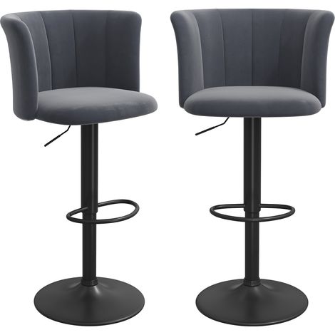 Haloyo® Lot de 2 chaises de bar réglables en hauteur, Tabouret de Bar, pour cuisine, bar ou îlot central, 54x47x85-106cm, Gris foncé (1/5)