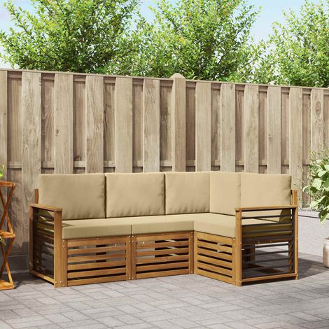 Sofagarnituren 4 pcs Natur und Beige Massivholz Akazie (1/5)