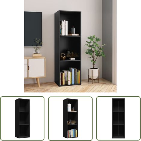 The Living Store Bibliothèque/Meuble TV noir 36x30x114 cm bois d'ingénierie - Bibliothèque - Étagère - Rangement - Meubles Tv - Mobilier Intérieur (1/5)