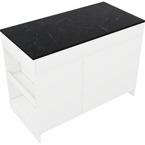 Îlot de cuisine avec 3 tiroirs, étagère réglable, espace rangement pour animaux, 120 x 60 x 90 cm blanc (1/5)