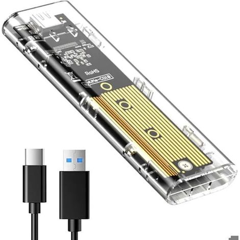 Boîtier M.2 NVME, Adaptateur USB3.1 10Gbps USB-C, UASP TRIM S.M.A.R.T, SSD 2230/2242/2260/2280 (1/5)