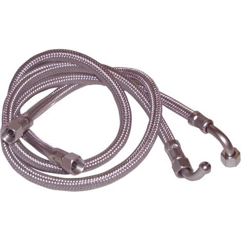 Diff – Flexible fioul coudé 90° F1/4" x F1/4" – Longueur 750mm – 2 pièces – Raccord tournant femelle et cône mâle sphérique