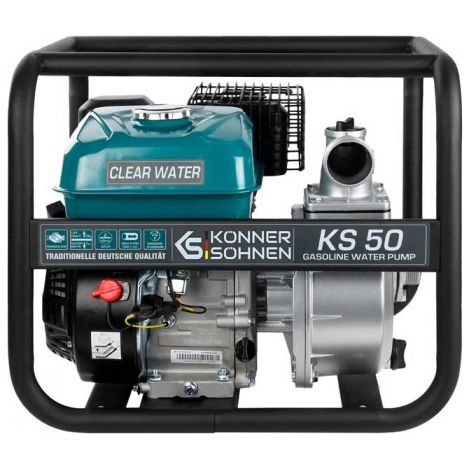 Könner & Söhnen – Motopompe essence 500 l/min – Pour eau propre – Moteur 7 CV – Hauteur de levage 28m – Profondeur d'aspiration 7m – Aluminium résistant