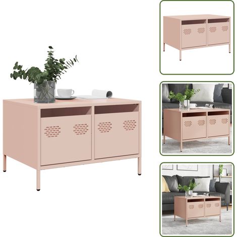 Muebles industriales - vidaXL Mueble para TV acero laminado en frío rosa 68x50x43,5 cm - Almacenamiento para TV