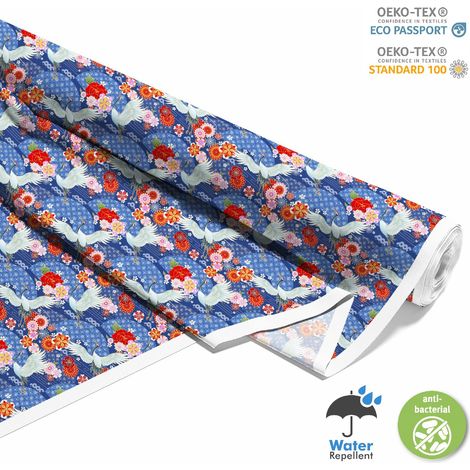 Outdoor dekostoffe oxford - Motiv Kranich und Blumen 3 (1/5)