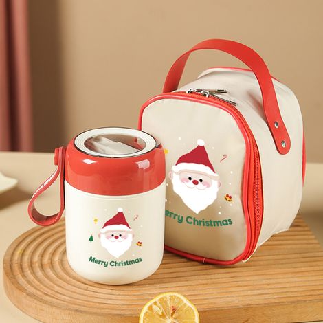 Tazza da colazione natalizia, tazza da zuppa, tazza portatile, 530 ml + adesivi natalizi + borsa termica, thermos (1/3)