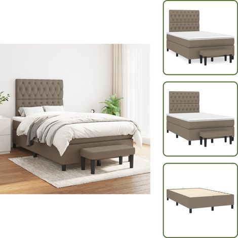 Cama con cabecero ajustable - vidaXL Cama box spring con colchón tela gris taupe 120x200 cm - Colchón ensacado