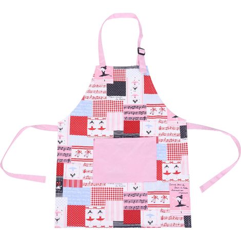 Tablier de cuisine en coton avec poches, réglable, 50x40cm, idéal pour cuisson et dessin, design imprimé mode (1/5)