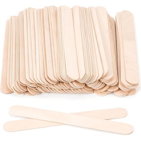 Lot de 100 bâtonnets de cire en bois - Agitateurs jetables polyvalents pour épilation et soins de beauté (1/5)