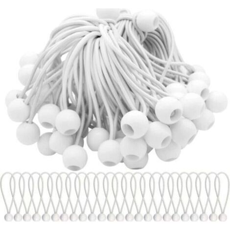 Lot de 50 Tendeur Elastique Cordons lastiques avec Boules Sandow Elastique Boules Elastiques pour chapiteaux, tentes, bannires et bches