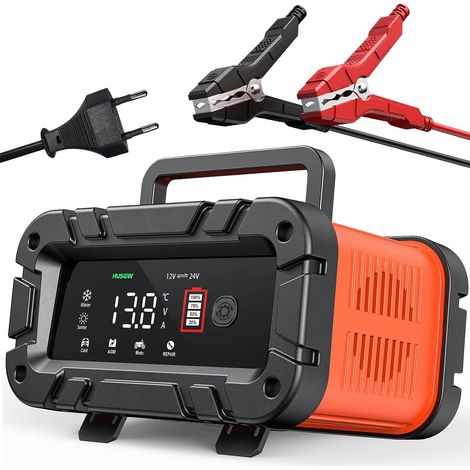 12V/24V 10A Chargeur de Batterie Intelligent, Automatique Réparation Charger Battrie Voitures avec Écran LCD, Maintien Chargeur pour Voiture Moto Camion,AGM,Gel,SLA (1/5)