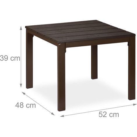 Mesa de balcón cuadrada aspecto madera 39 x 52 x 48 cm versátil resistente a la intemperie de plástico marrón 130015744 (1/3)