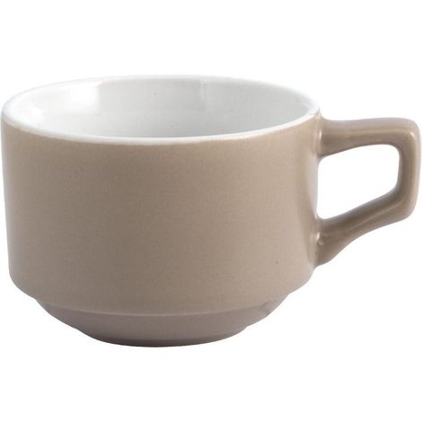 Tasse à thé H&H Pengo 9001/8 sans soucoupe, grès, 190 ml, beige, gris tourterelle