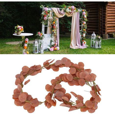Feuilles artificielles Garland Eucalyptus Fabric simulé vert décoratif pour maison mariage événement Rouge [Garland] (1/5)