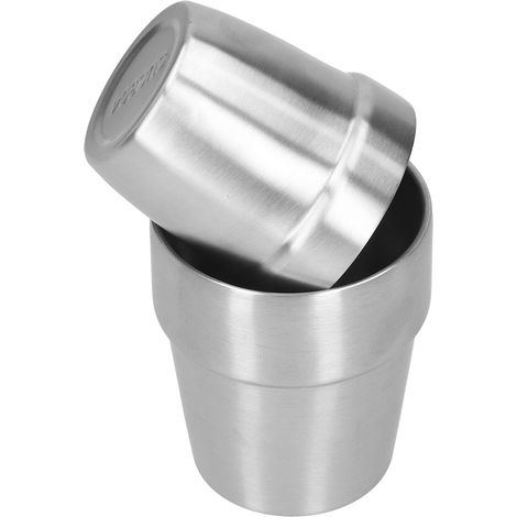 Lot de 2 verres double paroi en inox 180ml et 300ml, tasse à bière, café, eau pour restaurant. (1/5)