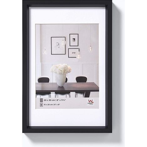 Cadre Photo Noir 15 x 20 cm avec Passe-Partout, Cadre en Plastique Style Acier ES520B (1/2)