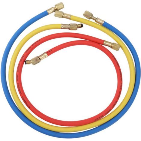 Manomètre Climatisation - 3 Voies - Compatible R410A R22 R134A - Plage BP -30 inHg à 220 PSI HP 0 à 500 PSI - Tuyaux 3 × 0,9 m - 1 Pièce (1/5)