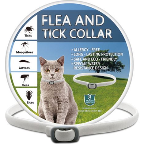 Collier Antiparasitaire Chat – Anti-Puces & Anti-Tiques 100% Naturel, Phéromones Apaisantes Anti-Stress, Réglable et Étanche, Tous Chats