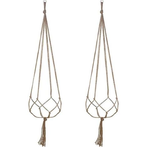 Lot de 2 Suspension Plante pour Pot de Fleurs Cache-Pots Suspension en Corde Suspension Plante Macramé Porte Décoration pour Interieur et Extérieur Suspendue Décoration Balcon Maison (90cm) (1/5)