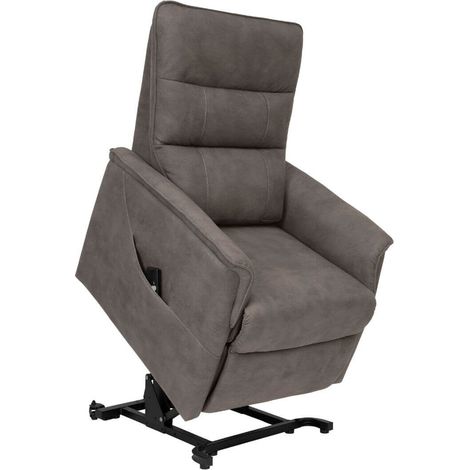 Fauteuil modèle S relax releveur tissu polyester imitation cuir taupe - EVENN